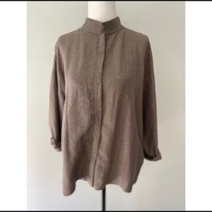 Eileen Fisher Silk & Linen Suit Jacket Tan Small